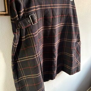 Plaid Skirt with Pleat & Buckle Detail